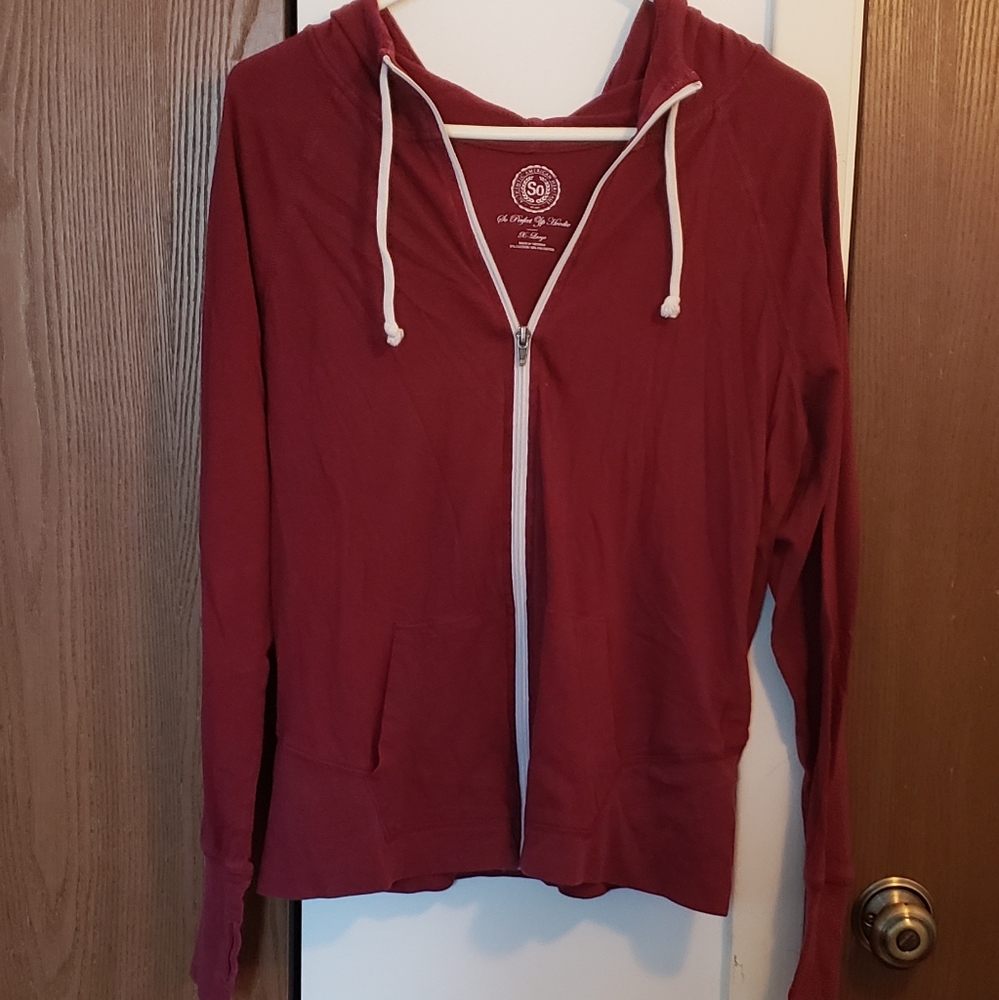 SO Burgundy Zip Up Hoodie Sz XL